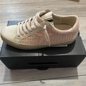 Pink and cream ShuShop sneakers, size 8.5